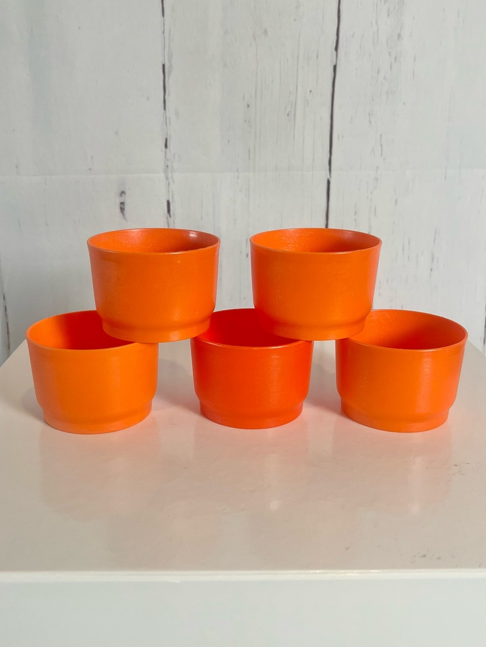 Vintage Tupperware 1229 Orange Snack Cups 4oz - Lot of 5 Replacement Bowls